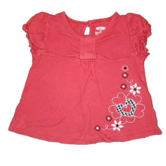 okie dokie Other - Okie DOKIE Red Short Sleeve Tee with Flowers Detail